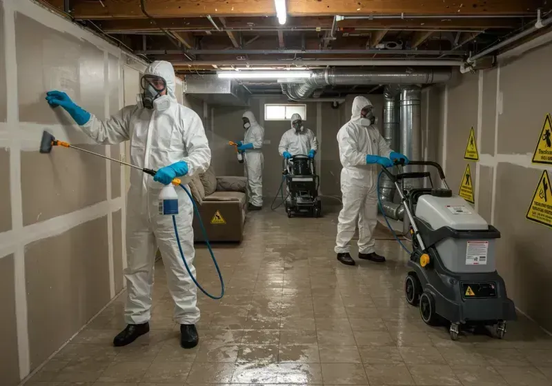 Basement Moisture Removal and Structural Drying process in Mendon, MA